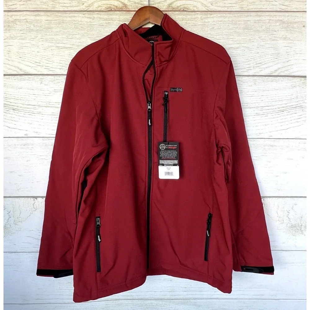 Wrangler ATG Trail Jacket Mens Size LT Red Bonded Fleece Line Trail Jacket New